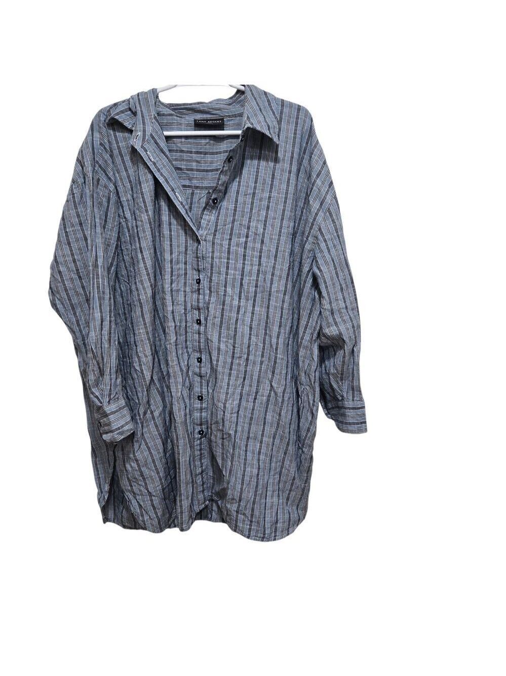 Lane Bryant Striped Cotton Shirt Dress Tunic 22/24 Plus Size
